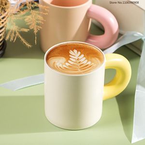Kupalar seramik kahvaltı süt fincan set el yapımı bardaklar doğal İskandinav smoothie seyahat kupa Kahve için tutamak ile 400ml bomba de agua