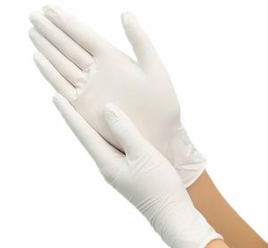 Tek kullanımlık lateks eldiven beyaz kaymaz laboratuvar olmayan kauçuk lateks koruyucu ev temizleme ürünleri