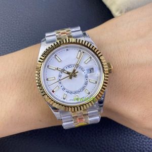 Noob V2 Sky Watch 9001 Mekanik Hareket 42mm 904L İnce Çelik Şerit Süper Buz Mavisi Aydınlık Ay Faz Tarih Dairesel Takvim Çift Time Dingisi Su Geçirmez NF