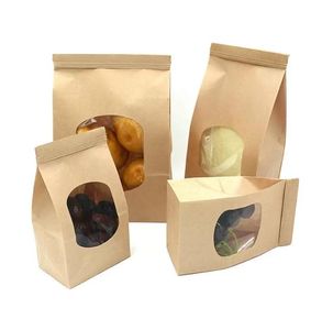 Пекарные пакеты с прозрачным оконным оконным смазрительными смазками Крафт -бумажный пакет для еды закуски с кухонные аксессуары для кухни печень