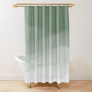 Shower Curtains Sage green watercolor Ombre shower curtain bathroom fabric polyester waterproof modern shower curtain bathroom decoration with 12 hooks 230406