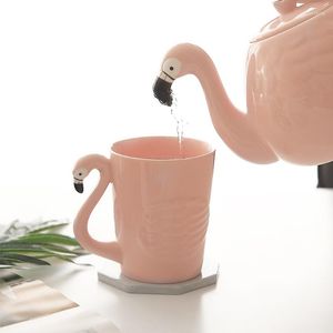 Кружки ins pink flamingo Girl Ceramic Water Cup Cup Teapot с ручкой Home Mark Teaware Питье