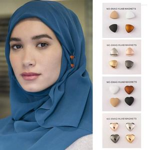 Sciarpe 4 pezzi forte placcatura in metallo clip Hijab magnetica spilla sicura accessorio di lusso senza fori perni magnete per sciarpa musulmana