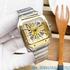 Hollow Mens Watch Quartz Hareketi İzler Safir Ayna Moda İş Kartalılar Çift Katlanır Toka Montre De Luxe 1: 1 904L Paslanmaz Çelik Dropshipping