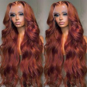 13x4 Reddish Brown Body Wave Lace Frontal Human Hair Wig 180%density HD 13x6 Lace Frontal Wig Glueless Human Hair Wig Pre Plucked