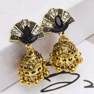 Dangle Küpeler Çingene Altın Oyma çanlar Boncuklar Takı Bohem Retro Renkli Rhinestone Alaşım Tibet, Kadın Hediyeleri