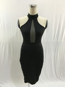 2023 Yaz Günlük Elbiseler Kolsuz Midi Bodycon Elbise Arka Seksi Kadınlar Elbise Kulübü Giyim Zarif Örgü Parti Elbiseleri