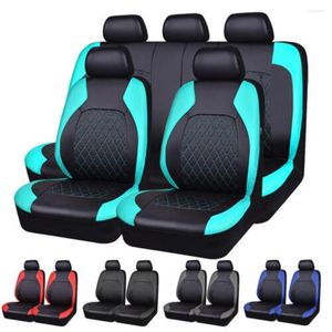Car Seat Covers 4PCS Cover PU Leather Cushion For Front And Rear Seats With Headrest Protection SUV Trucks Van