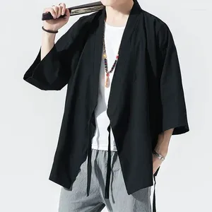 Мужские куртки 2023, мужские куртки в китайском стиле, винтажные мужские куртки-кимоно с открытой вышивкой, одежда, мужское осеннее черное пальто