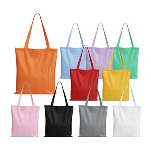 Pamuk süblimasyon tuval tote çanta parti malzemeleri yeniden kullanılabilir bakkal alışveriş bezi DIY reklam tanıtım hediyesi renkli çantalar 10 renk yeni s