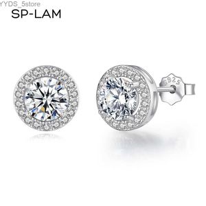 Stud SP-LAM Bling Earring Sterling Silver 925 Jewellery Round Halo Woman 1 Ct Moissanite Iced Out Certified Stud Ear Ring Jewelry YQ231107