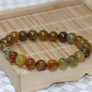 Strand bilezikler doğal sarı patlamış mısır oniks agat carnelian yarı değerli taş 8mm yuvarlak boncuk takılar 7.5inch b2024