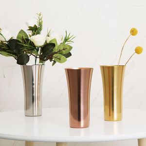 Vasi Creativo Tazza d'acqua in acciaio inossidabile Boccale di birra rotondo Vaso di fiori portatile Forniture decorative per la casa