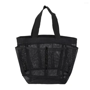 Kozmetik çantalar örgü duş çantası makyaj organizatör asılı banyo çantası plaj banyo siyah