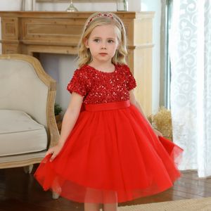 Kız elbiseler kırmızı kız elbise doğum günü partisi elbise bebek giyim prenses prenses çocuk pulluk elbise çiçek kız gelinlik 230407
