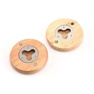 UPS New Wooden Round Shape Shape Bottle Abrder Coaster Fridge Decoration Decoration Beer Bottle Opener Factory Factory Wholesale