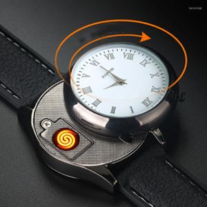 Начатые часы 2023 2 в1 USB Зарядные зарядные часы. Случайные кварцевые наручные часы Мужчины безумные сигареты заменяют часы нагревательного провода