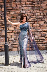 Party Dresses Evening Long Blue Luxury Gowns Fashion Ladies Partydress With Diamond Formal Dress