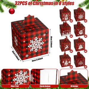 Noel Süslemeleri Noel Goody Hediye Kutuları 3D Buffalo Ekose Noel Şeker Tedavisi Kutusu Kırmızı ve Siyah Noel lehine Kutu S Tatil Gif OTBSR
