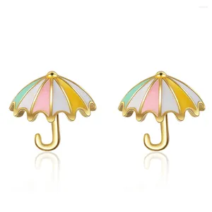 Stud Küpeler Güzel Renkli Küçük Şemsiye Altın Kaplama Küpe Kadınlar için Moda Takı