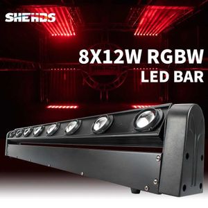 Hareketli Kafa Işıkları Shehds 8x12W RGBW LED Çubuk Işın DJ Disco Home Party Night Club Q231107 için Uçuş Kılıfı