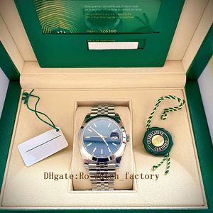 Orologio da uomo 41mm numeri romani 126300 Blue Jubilee scanalato Set completo BP automatico meccanico vetro zaffiro orologi da uomo impermeabili confezione originale