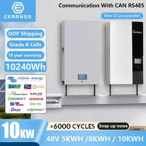 48V 200AH 10KW LiFePO4 Battery Powerwall Lithium Solar Battery 6000 Cycles Built-in 200A BMS RS485 CAN For Home Storage NO TAX