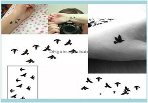 Временные татуировки Искусство Здоровье Красота 10 см Татуировка на запястье Одноразовый дизайн Черные птицы Женщины Красота Cool Girl Наклейка на тело для Art1 8855563