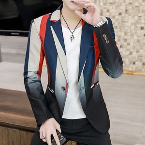 Мужские костюмы Blazers Brand Brand Jupt Fashion Print Men Blazer продает Slim Fit Casual Blazer Homme Coat Hip Hop Singer Flower Blazer S-3XL 230407