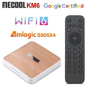 MECOOL KM6 Deluxe Edtion WiFi 6 Google Sertifikalı TV Kutusu Android 10.0 4GB 64GB Amlogic S905x4 1000m LAN Bluetooth 5.0 Set Topbox