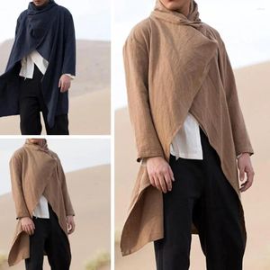 Erkek trençkotları katlar erkekler uzun kollu cardigan bahar yaz gotik punk cape fırfır shawl midi