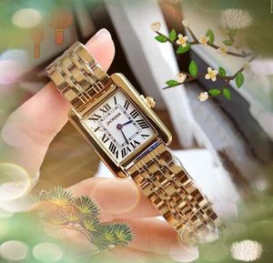 Super Fine Fashion Women Quartz Watches Квадратные из нержавеющей стали римские танки серии Top Brand Relogio Feminino Водонепроницаемые танки-грубы