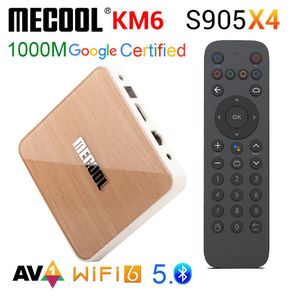 Mecool KM6 Сертификация Google ATV Android 10 ТВ-приставка Amlogic S905X4 Android10.0 Телевизионные приставки 2,4G/5G Wi-Fi 6 1000M BT5.0 4 ГБ 64 ГБ Смарт-медиаплеер