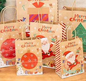 2023 Noel Hediye Çantaları Karikatür Noel Baba Lantern Tote Kraft Paper Noel Şeker Hediyeleri Sarma çantası Xmas Partisi Dekorasyon Koşusu