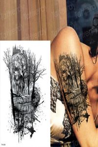 Su geçirmez Erkek ve Kadın İçin Geçici Dövmeler Dövme Ormanı Kurt Dövmeleri Sticker Siyah Büyük Tatoo Göğüs Vücut Sanatı 2019 Yeni Big3740563