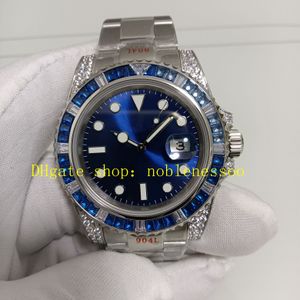 Foto vera super 904l orologi in acciaio per uomo automatico da 40 mm a zaffiro in cristallo blu diamante braccialetta automatica 2836 movimento 116659 orologio meccanico