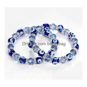 Perline alla moda semplice malocchio Relius fascino perline blu braccialetto fortunato migliore abbinamento turco per bracciali gioielli consegna di goccia Dhcds