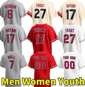 17 Shohei Ohtani Beyzbol Formaları S ila 4xl Mike Alabalık Jo Adell Anthony Rendon Jared Walsh Taylor Ward Luis Rengifo Brandon Drury Max Stassi Özel Jersey Erkek Kadın Çocuklar