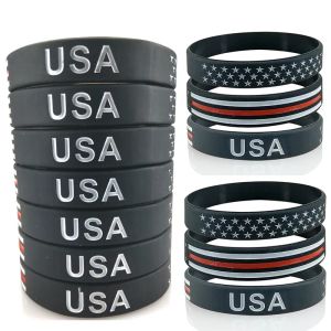 USA Thin Blue Line American Flag Armbänder Silikonarmband 0110