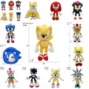 32 -см детские игрушки Hedgehog Super Sonic Plush Toy Big Head Среда Адамс Соник Кукол Подарки на день рождения