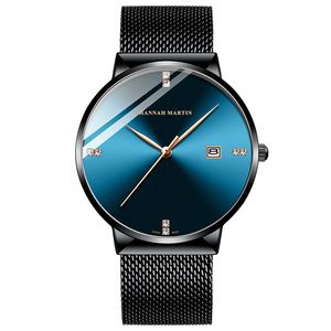 Минималистская мужская мода ультра тонкие часы простые мужчины бизнес -сетчатая сетчатая сталь Quartz Quartz Quartz Relogio Masculino
