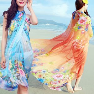 Sarongs Kadın Yaz Şifon Plajı Güneş Koruyucu Havlu Şifon Bohem Eşarp Pareo Mayo Sarong Artı Boyut Plaj Giyim 230408