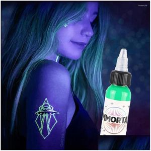 Tattoo Inks 15Ml Bottle Professional Fluorescence Ink Purple Light Micropigmentation Pigment Uv For Body Painting Drop Delivery Heal Otgu4