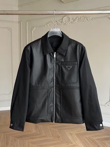 Yüksek Marka Tasarımcı Deri Ceket Yüksek kaliteli koyun derisi dikiş tasarımı siyah fermuarlı ceket lüks üst erkek ceket