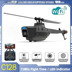 Дроны C128 Радиоуправляемый вертолет 4 пропеллера Камера 720p 6-осевой электронный гироскоп Давление воздуха для элеронов Меньше игрушек для аэрофотосъемки Q231108
