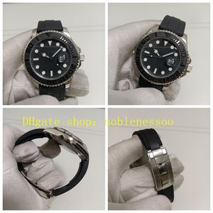 Gerçek fotoğraf erkek 42mm izle erkek siyah kadran 18k beyaz altın otomatik oysterflex 226659 lastik bant spor elbise mekanik saatler kol saatleri