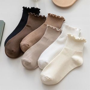 Женские носки милые для весеннего летнего японского стиля дышащие девушки короткие каваи сплошной оборки повседневные
