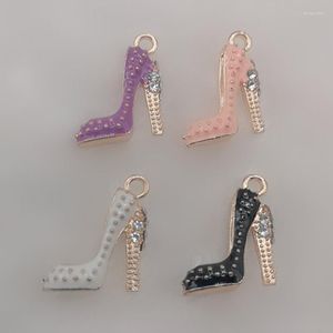 10 adet emaye yüksek topuklular cazibesi kadın ayakkabıları kolye kolye yapağı anahtar zinciri diy mücevher toptan 20x15mm