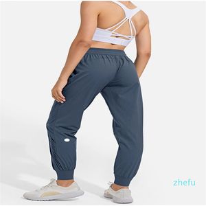 2024-Calças de treino Calças femininas Calças de ioga Roupa solta Nona Calça Excerise Esporte Ginásio Correndo Casual Longo Tornozelo Banded Calça Elástica Cintura Alta Cordão