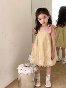 Giyim setleri kızlar yaz parıltı tören bornoz elbiseler çocuk parti moda bebek giymek 1-10ys vestido çocuklar doğum günü mesh tutu kıyafetler